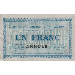 Carcassonne - Pirot 38-14 variété - 1 franc - 1917 - Annulé - Etat : TTB+