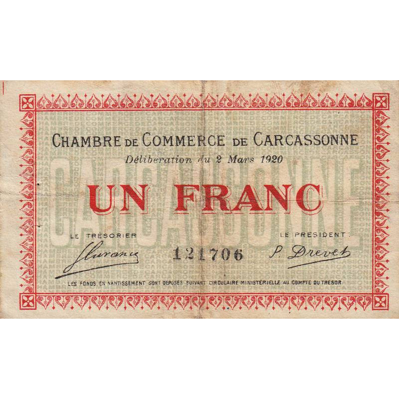 Carcassonne - Pirot 38-17 - 1 franc - 1920 - Etat : B+