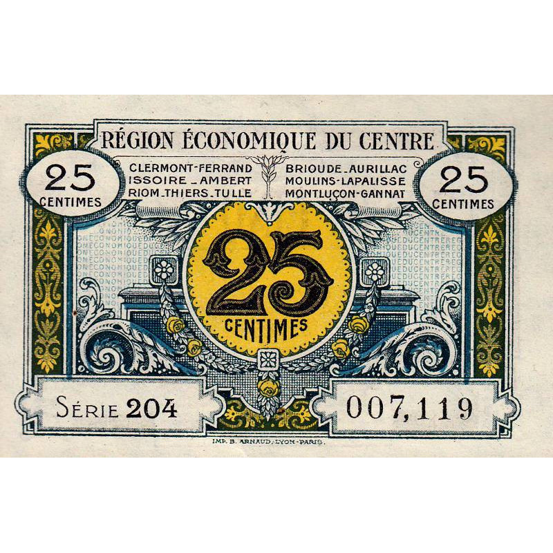 Région économique du Centre - Pirot 40-1 - 25 centimes - Série 204 - Sans date - Etat : SUP+