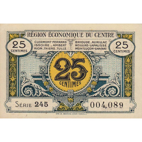 Région économique du Centre - Pirot 40-1 - 25 centimes - Série 245 - Sans date - Etat : SUP