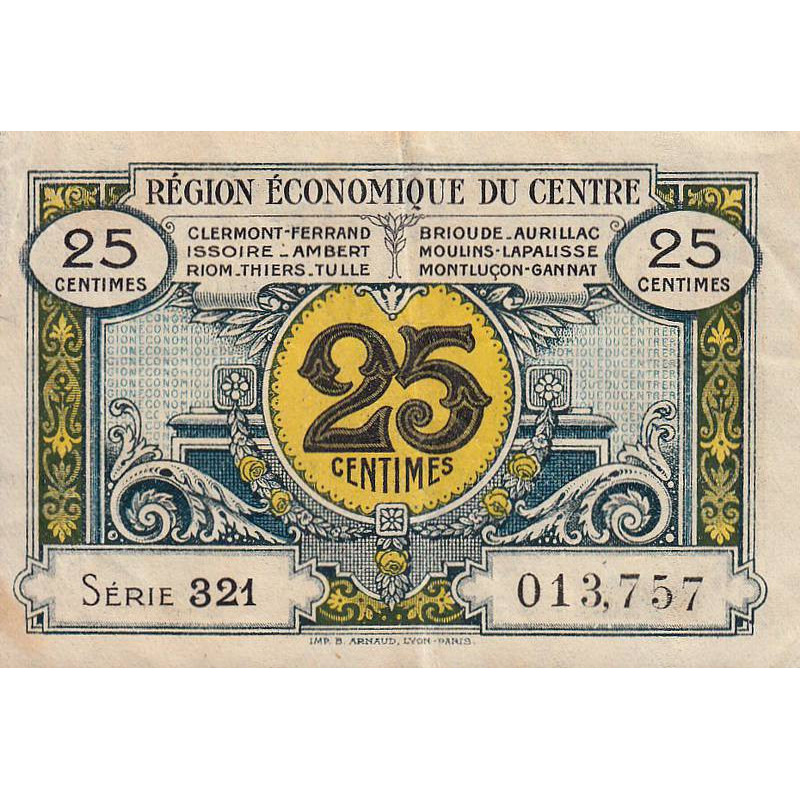 Région économique du Centre - Pirot 40-1 - 25 centimes - Série 321 - Sans date - Etat : TTB