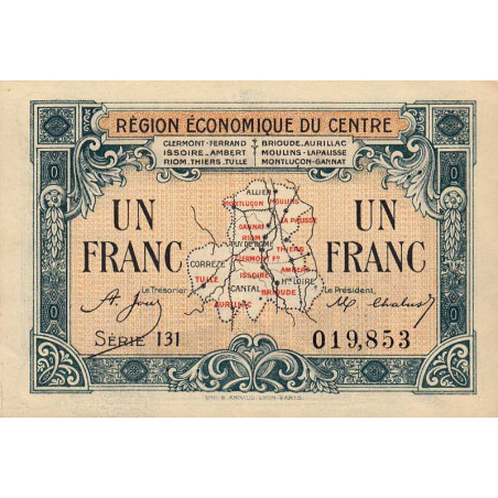 Région économique du Centre - Pirot 40-7 - 1 franc - Série 131 - Sans date - Etat : SUP
