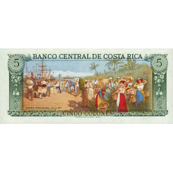 Costa Rica - Pick 236d_19 - 5 colones - 04/10/1989 - Etat : NEUF