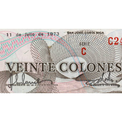 Costa Rica - Pick 238b - 20 colones - 11/07/1973 - Etat : NEUF