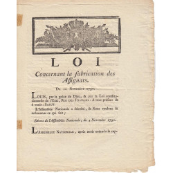 Assignat - Décret du 4 novembre 1790