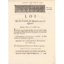 Assignat - Décret du 9 juillet 1791