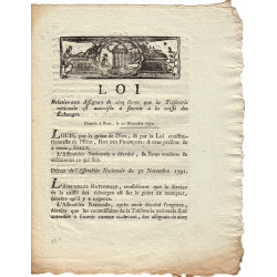Assignat - Décret du 30 novembre 1791