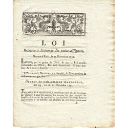 Assignat - Décret du 19 décembre 1791