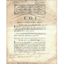 Assignat - Décret du 19 décembre 1791