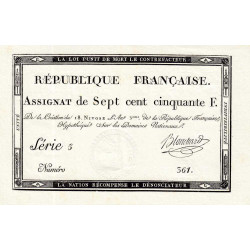 Assignat 49a - 750 francs - 18 nivôse an 3 - Série 5 - Etat : SPL+