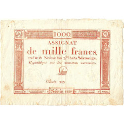 Assignat 50a - 1000 francs - 18 nivôse an 3 - Signature 14 - Série 1650 - Etat : SUP