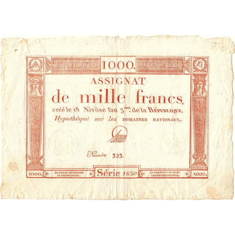 Assignat 50a - 1000 francs - 18 nivôse an 3 - Etat : SUP
