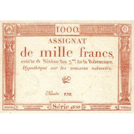 Assignat 50a - 1000 francs - 18 nivôse an 3 - Etat : SPL