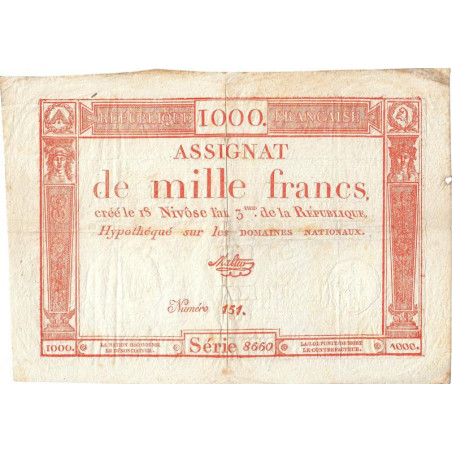 Assignat 50a - 1000 francs - 18 nivôse an 3 - Etat : TTB+