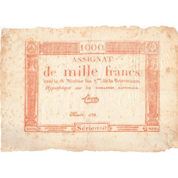 Assignat 50a - 1000 francs - 18 nivôse an 3 - Signature 23 - Série 11541 - Etat : TB+
