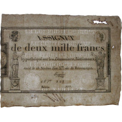 Assignat 51a - 2000 francs - 18 nivôse an 3 - Signature 27 - Série 777 - Etat : SUP