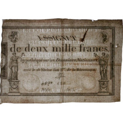 Assignat 51a - 2000 francs - 18 nivôse an 3 - Signature 1 - Série 5953 - Etat : TB+