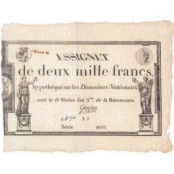 Assignat 51a - 2000 francs - 18 nivôse an 3 - Signature 18 - Série 8025 - Etat : SUP-