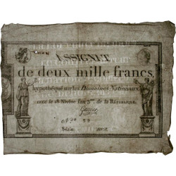 Assignat 51a - 2000 francs - 18 nivôse an 3 - Signature 18 - Série 8025 - Etat : SUP-