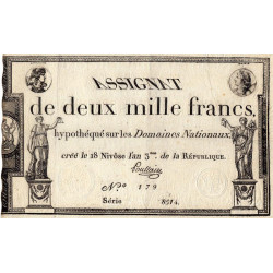 Assignat 51a - 2000 francs - 18 nivôse an 3 - Signature 25 - Série 8514 - Etat : SUP+
