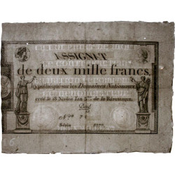 Assignat 51a - 2000 francs - 18 nivôse an 3 - Signature 14 - Série 8979 - Etat : SUP+