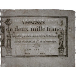 Assignat 51a - 2000 francs - 18 nivôse an 3 - Signature 19 - Série 10819 - Etat : SUP+