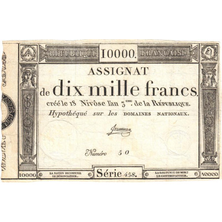 Assignat 52a - 10000 francs - 18 nivôse an 3 - Etat : SUP