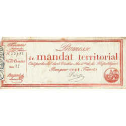 Promesse de mandat 60b - 100 francs - 28 ventôse an 4 - Série 22 - Etat : TTB-