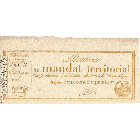 Promesse de mandat 61b - 250 francs - 28 ventôse an 4 - Série 6 - Etat : SUP+
