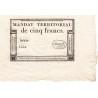 Mandat territorial 63a - 5 francs - 28 ventôse an 4 - Etat : SPL