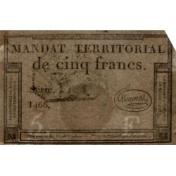 Mandat territorial 63b - 5 francs - 28 ventôse an 4 - Etat : TTB