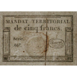 Mandat territorial 63c - 5 francs - 28 ventôse an 4 - Etat : SPL+