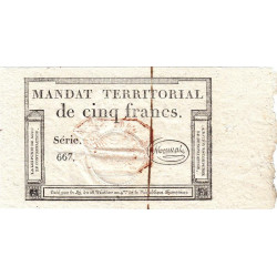Mandat territorial 63c - 5 francs - 28 ventôse an 4 - Série 667 - Etat : SPL