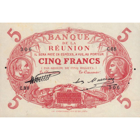 La Réunion - Pick 14_6 - 5 francs - Série C.88 - 1930 - Etat : SUP