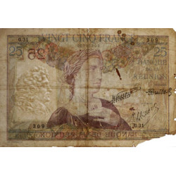 La Réunion - Pick 23_3 - 25 francs - 1940 - Etat : AB