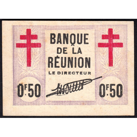 La Réunion - Pick 33 - 0,50 franc - 12/08/1943 - Etat : SUP+ à SPL
