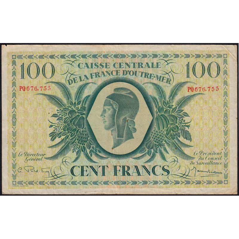 La Réunion - France Outre-Mer - Pick 39_1 - 100 francs - Série PQ - 02/02/1944 - Etat : TB+