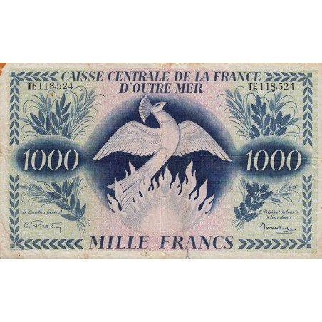 La Réunion - France Outre-Mer - Pick 40-2 - 1'000 francs - Série TE - 02/02/1944 - Etat : TB