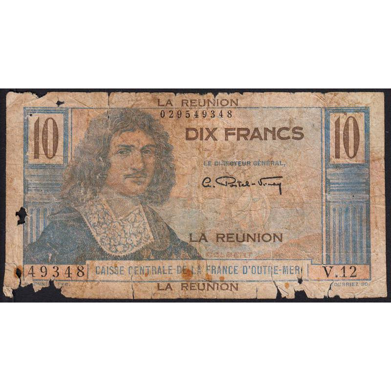 La Réunion - Pick 42 - 10 francs - Série V.12 - 1948 - Etat : AB