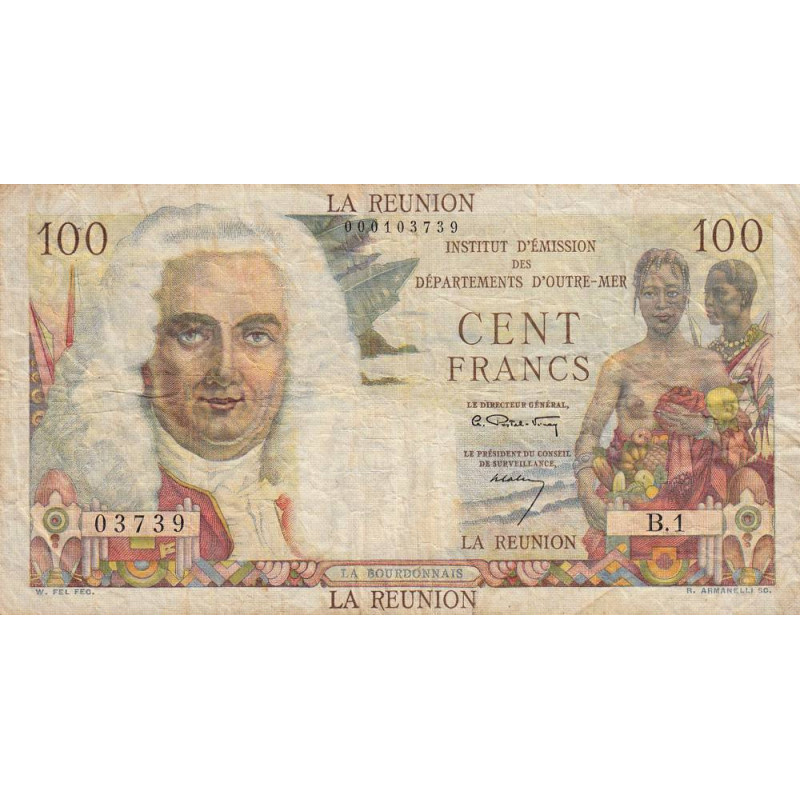 La Réunion - Pick 49 - 100 francs - Série B.1 - 1960 - Etat : TB+