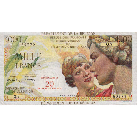 La Réunion - Pick 55b - 20 nouv. francs sur 1000 francs - Série Q.2 - 1971 - Etat : TTB