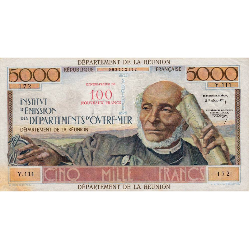 La Réunion - Pick 56b - 100 nouv. francs sur 5000 francs - Série Y.111 - 1971 - Etat : TTB+