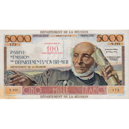 La Réunion - Pick 56b - 100 nouv. francs sur 5000 francs - Série Y.111 - 1971 - Etat : TTB+