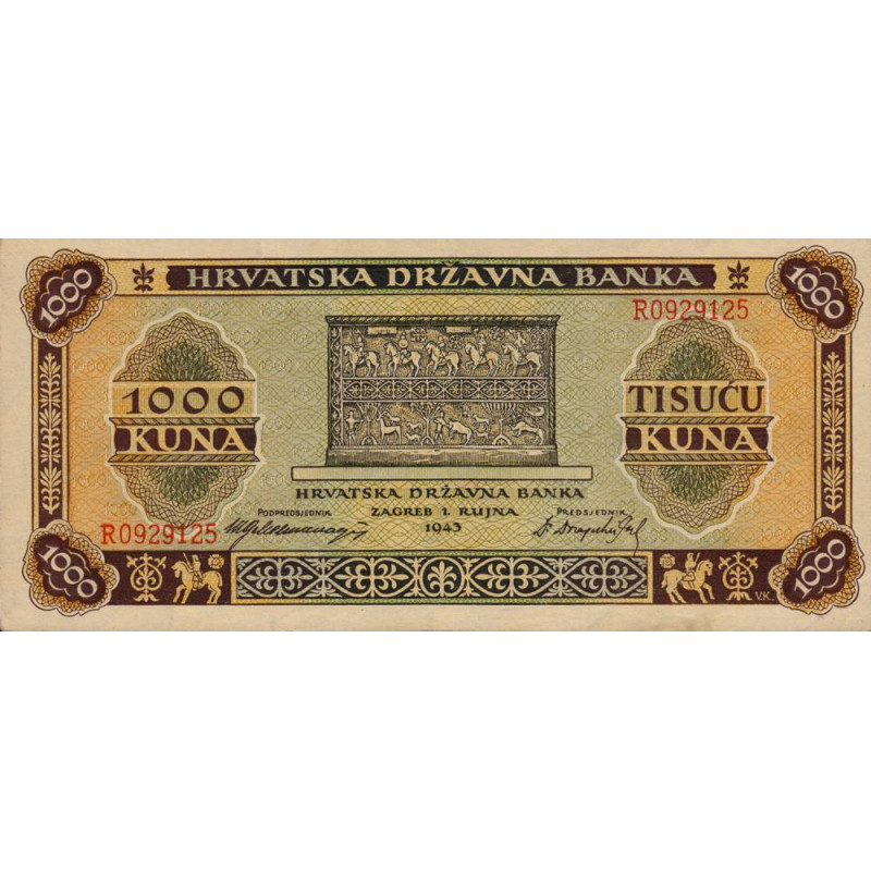 Croatie - Pick 12 - 1'000 kuna - Série R - 01/09/1943 - Etat : SUP+