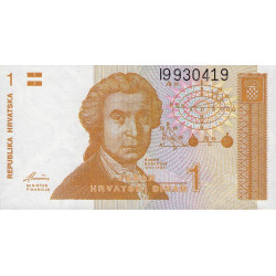 Croatie - Pick 16 - 1 dinar - Série I9 - 08/10/1991 - Etat : NEUF