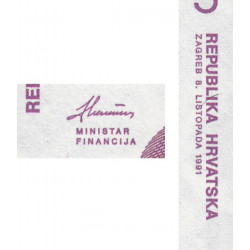Croatie - Pick 17 - 5 dinara - Série C1 - 08/10/1991 - Etat : NEUF
