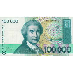 Croatie - Pick 27 - 100'000 dinara - Série B5 - 30/05/1993 - Etat : NEUF