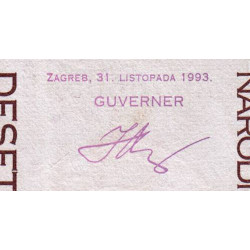 Croatie - Pick 29 - 10 kuna - Série AE - 31/10/1993 - Etat : TTB