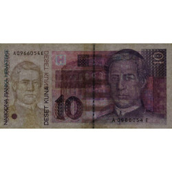 Croatie - Pick 29 - 10 kuna - Série AE - 31/10/1993 - Etat : TTB