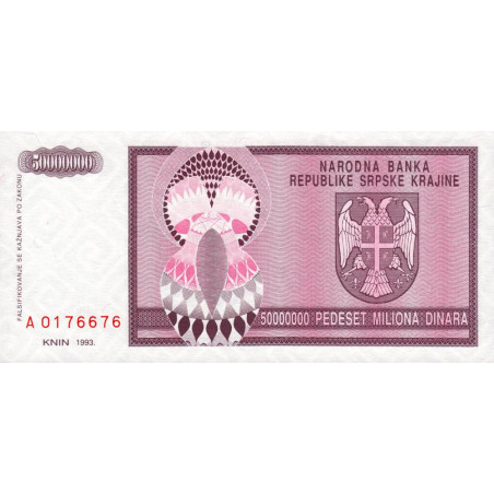 Croatie - Krajina - Pick R14 - 50'000'000 dinara - Série A - 1993 - Etat : NEUF